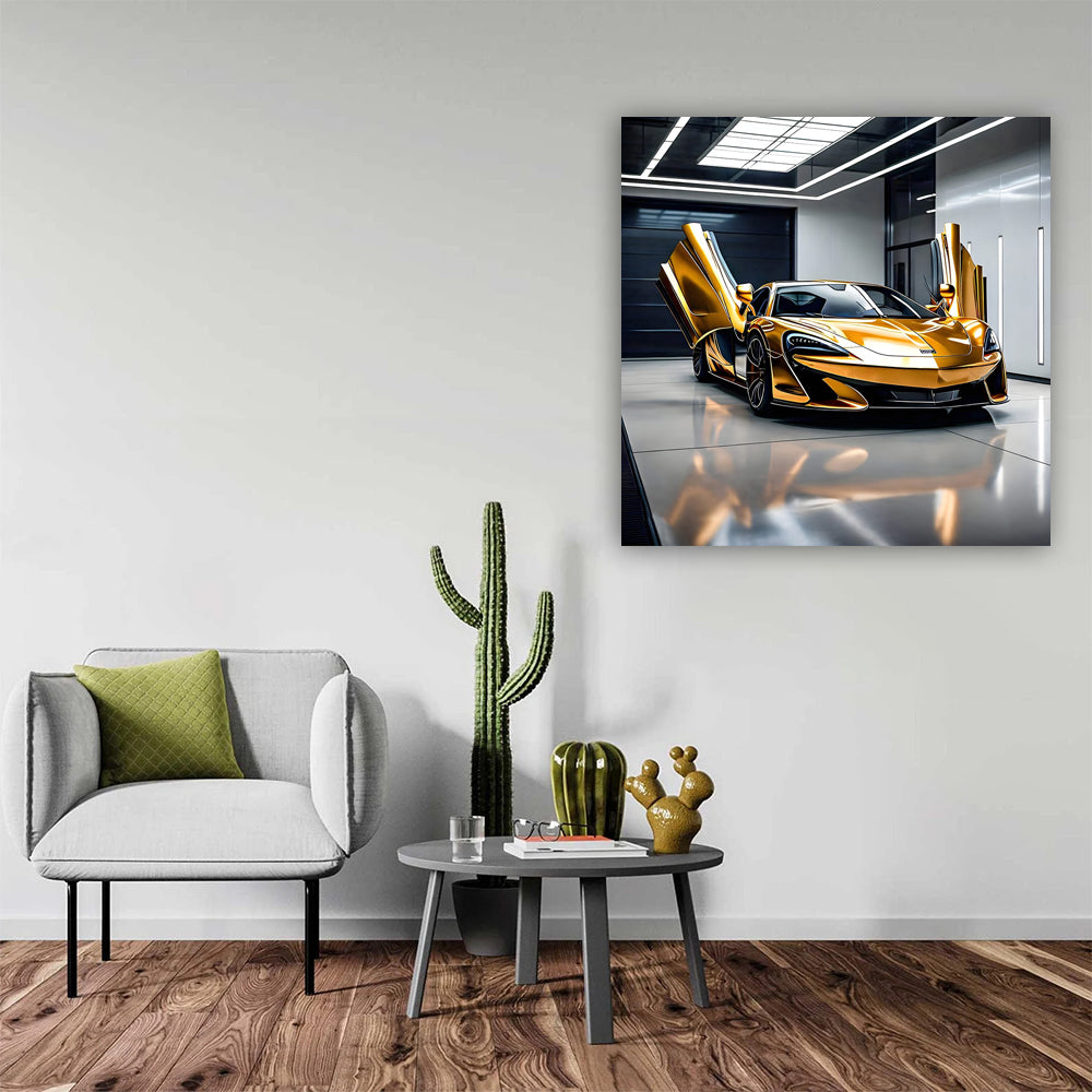 Gold McLaren 600LT in Garage - Unleash Beast