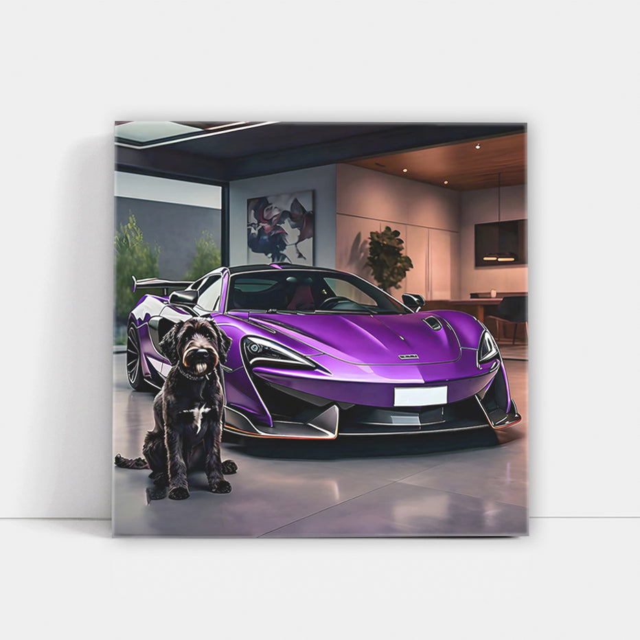 Purple McLaren 600LT and Dog: Speed Meets Elegance