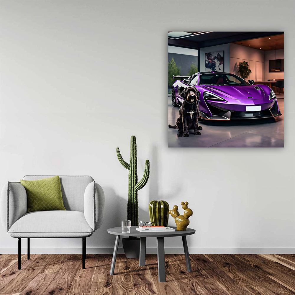 Purple McLaren 600LT and Dog: Speed Meets Elegance