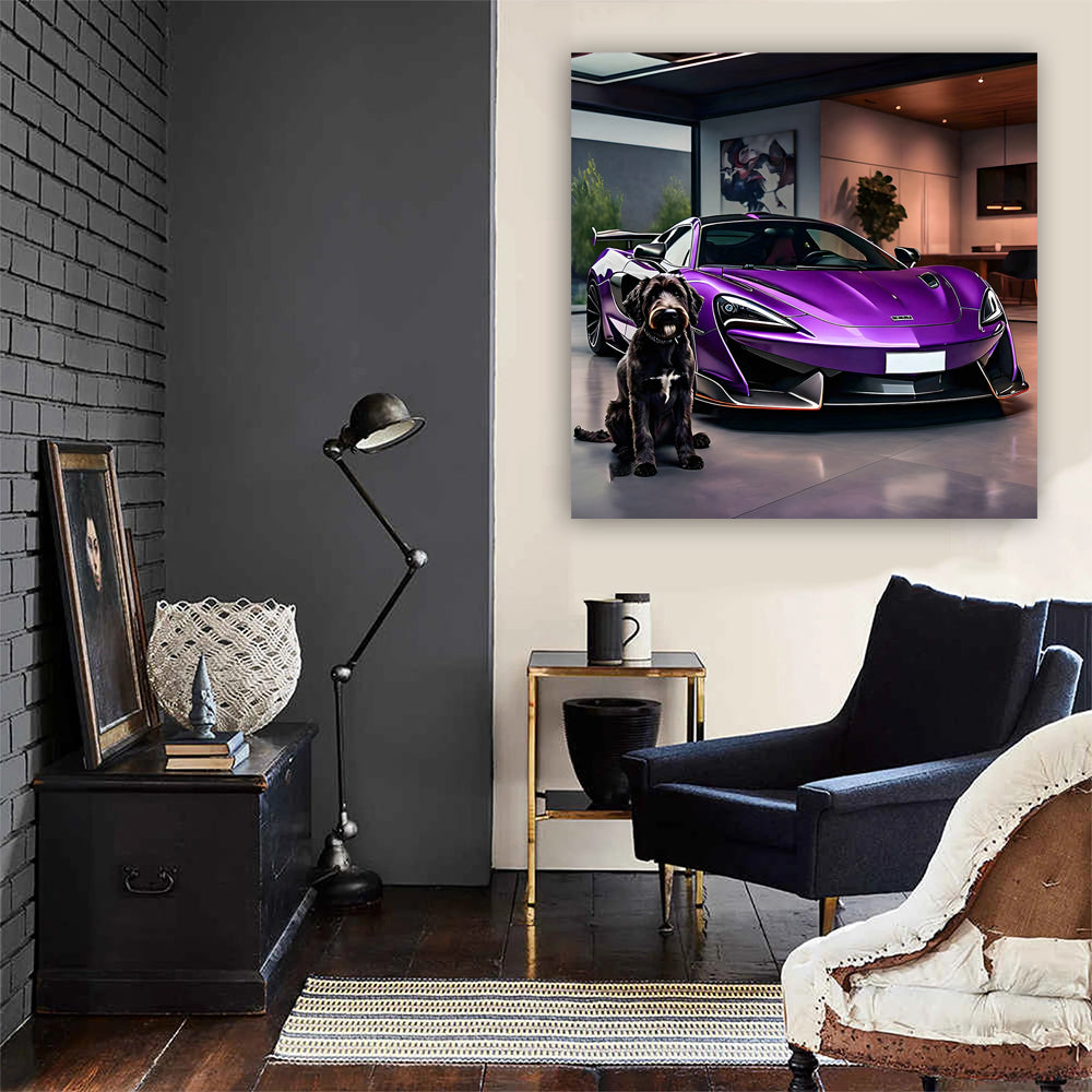 Purple McLaren 600LT and Dog: Speed Meets Elegance