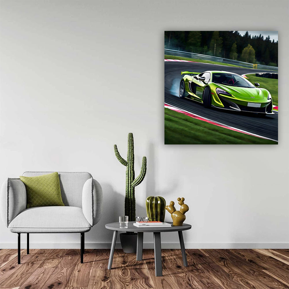 McLaren Green Drift on Grid - Speed Meets Precision