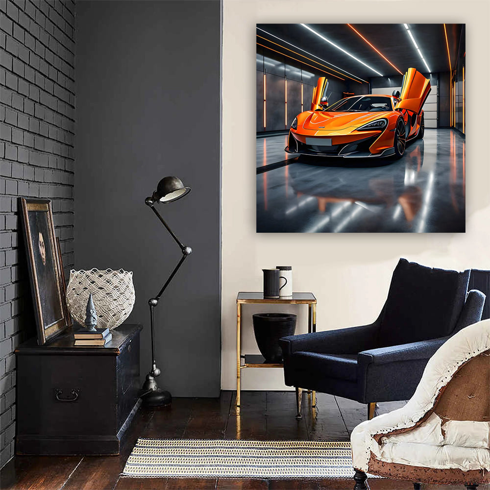 Vibrant Orange McLaren in Garage - Speed Enthusiast's Dream