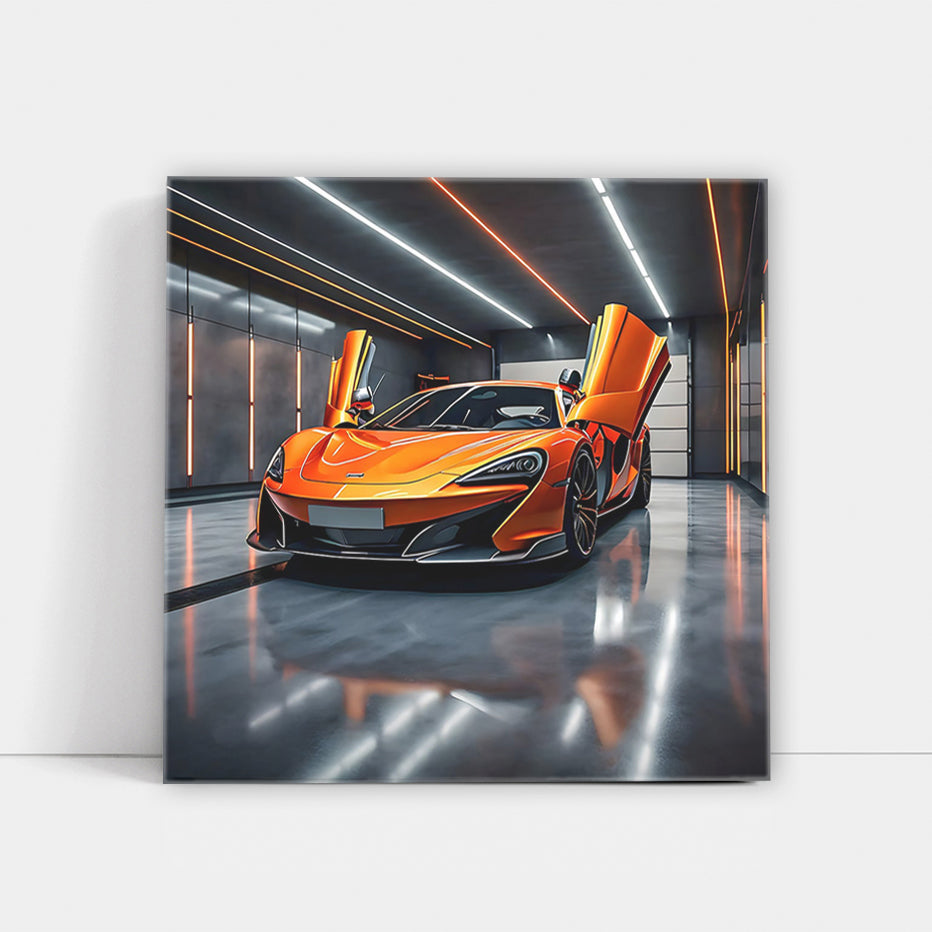 Vibrant Orange McLaren in Garage - Speed Enthusiast's Dream