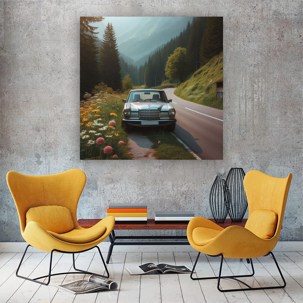 Vintage Mercedes-Benz B-Class on Scenic Mountain Drive