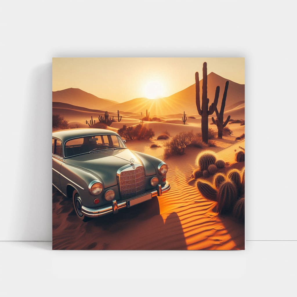 Vintage Mercedes-Benz in Desert - Timeless Elegance