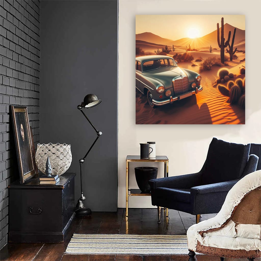 Vintage Mercedes-Benz in Desert - Timeless Elegance
