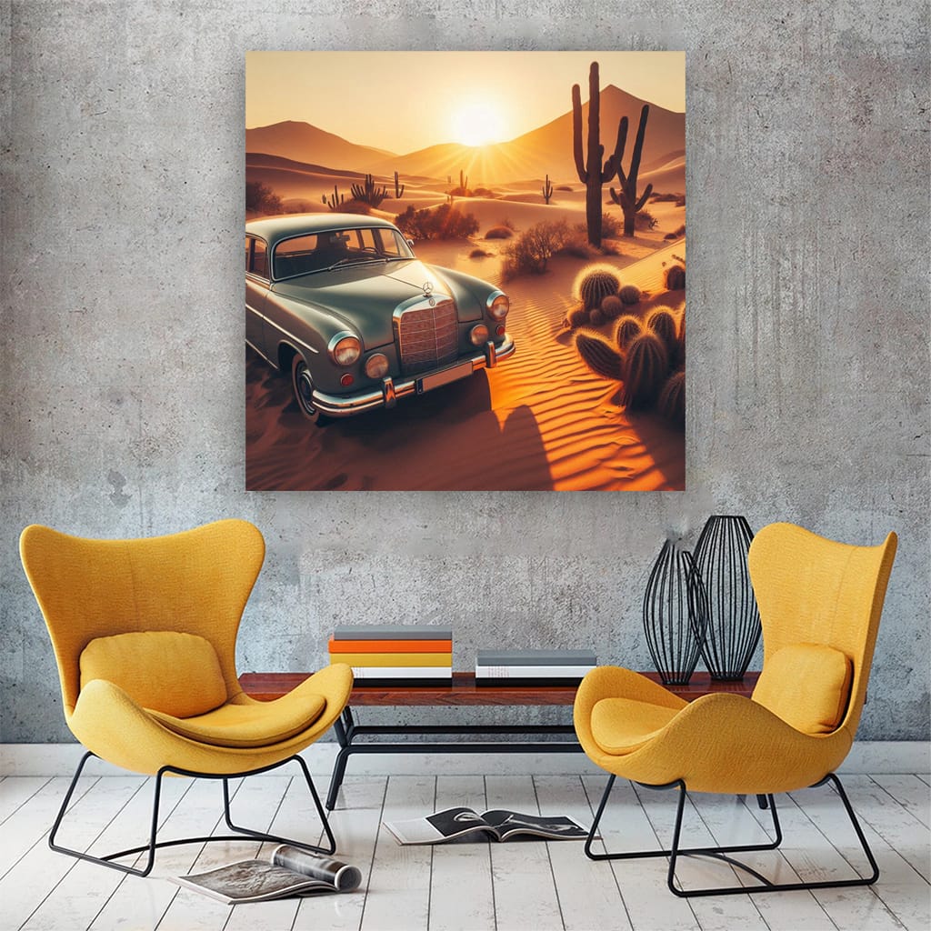 Vintage Mercedes-Benz in Desert - Timeless Elegance