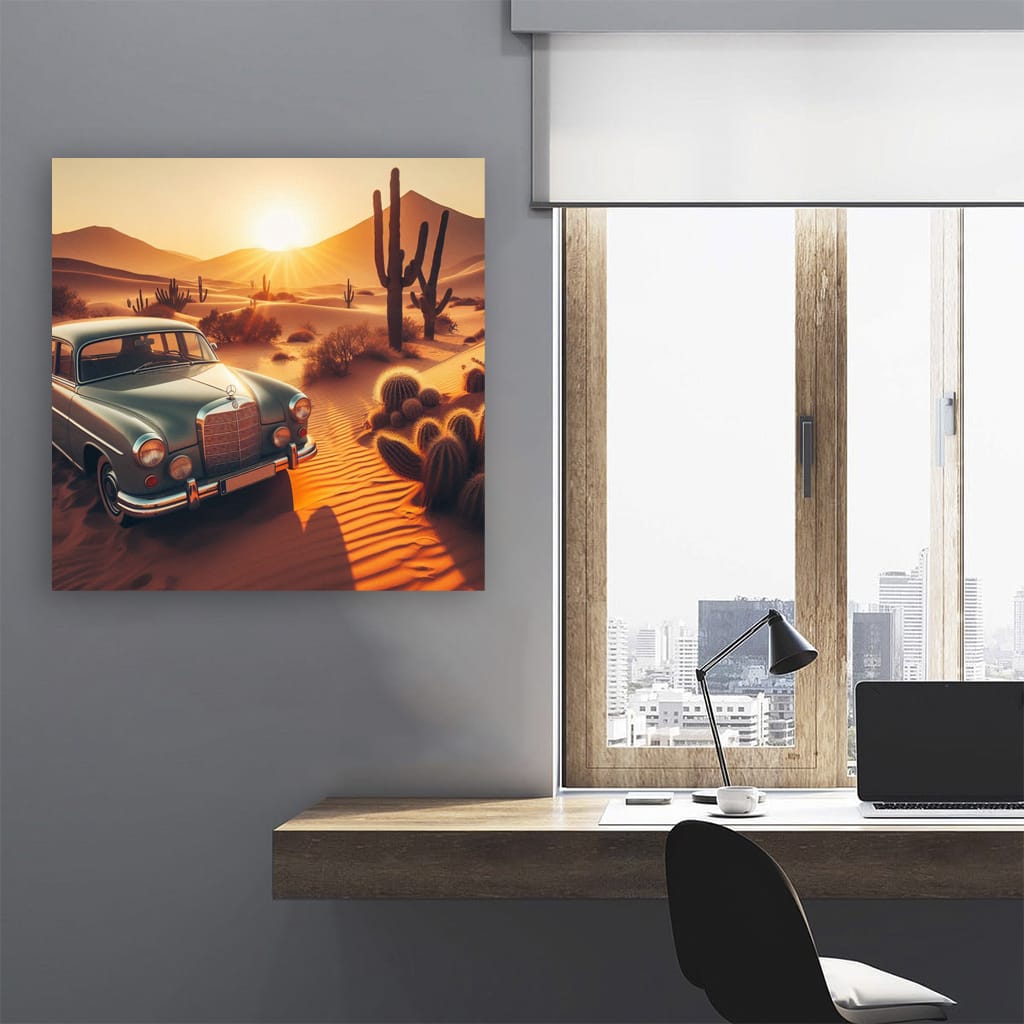 Vintage Mercedes-Benz in Desert - Timeless Elegance