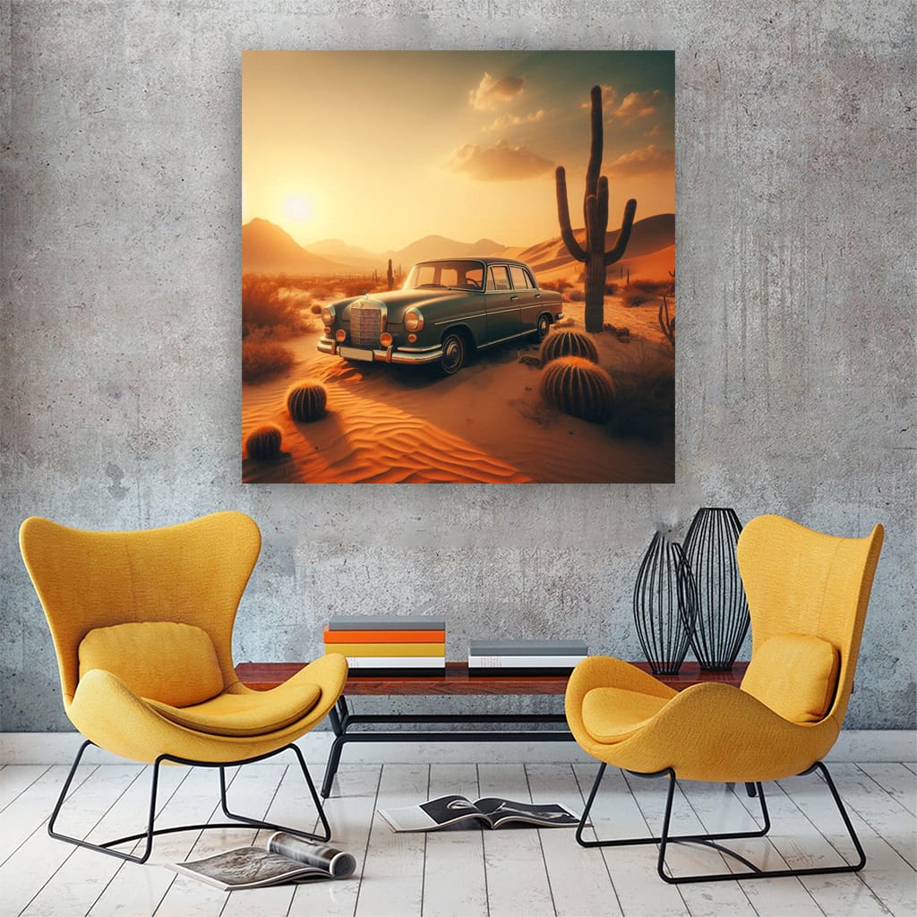 Mercedesbenz Old Retro Desert Wall Art