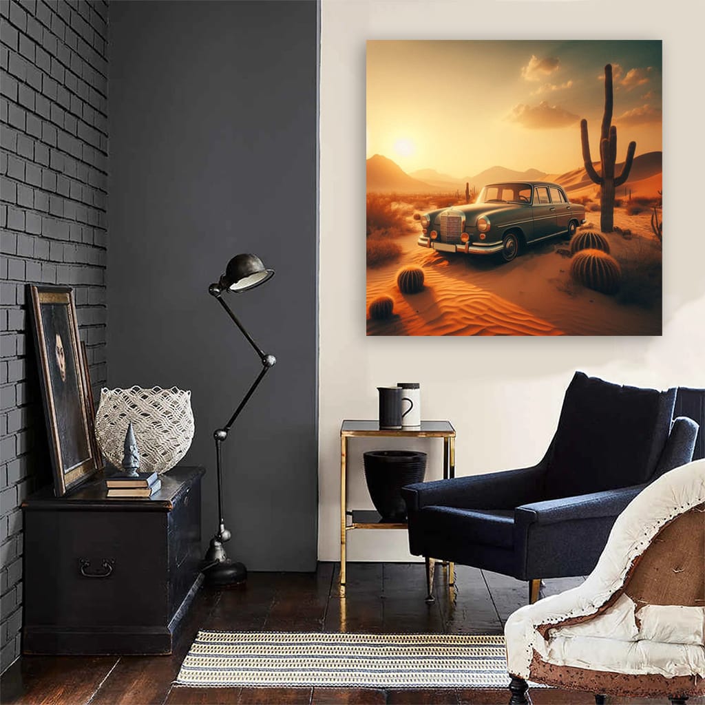 Mercedesbenz Old Retro Desert Wall Art