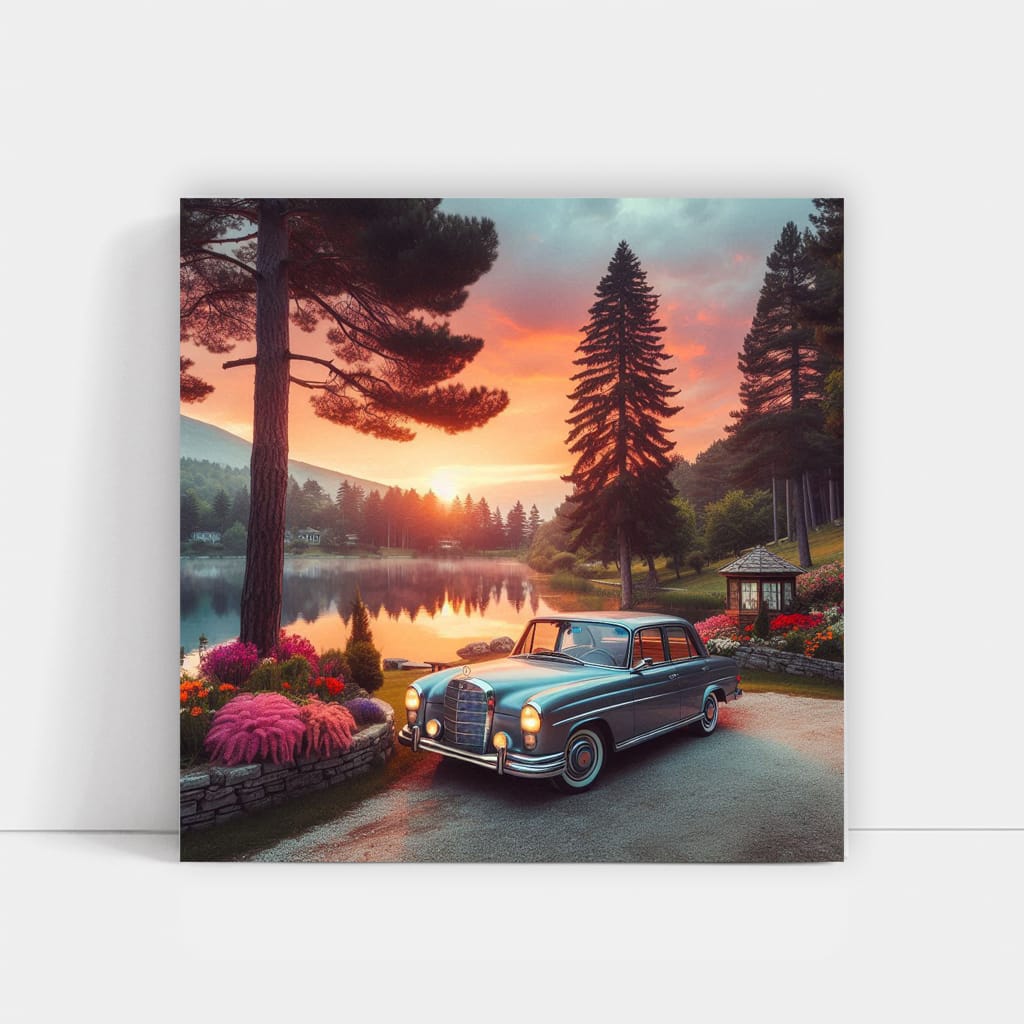 Retro Mercedes-Benz by Lake - Classic Elegance Unveiled