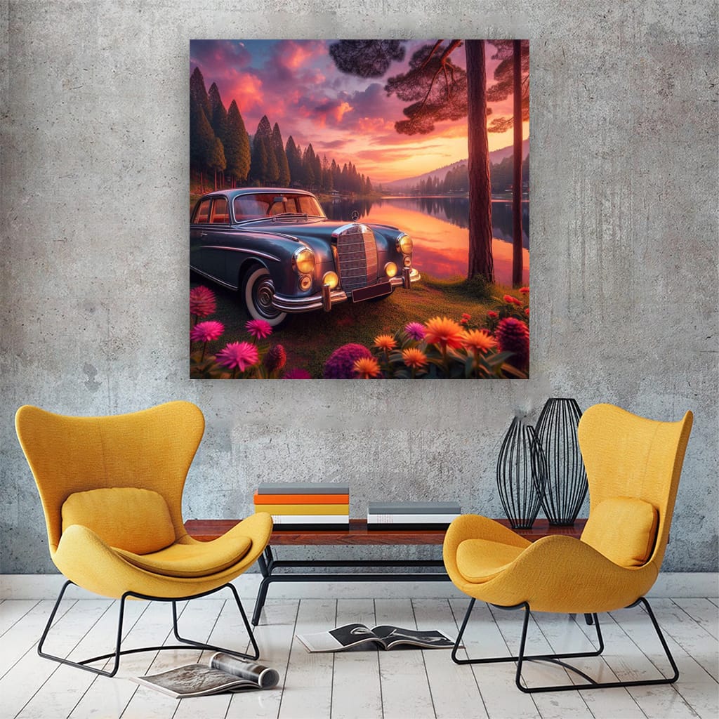 Mercedesbenz Old Retro Lake Wall Art