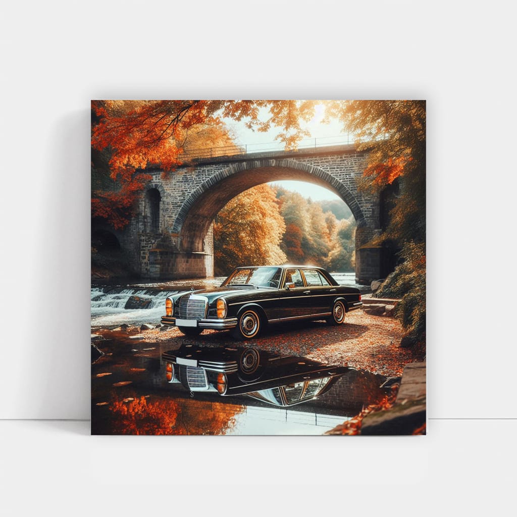 Vintage Mercedes-Benz S-Class on Old Bridge - Timeless Luxury