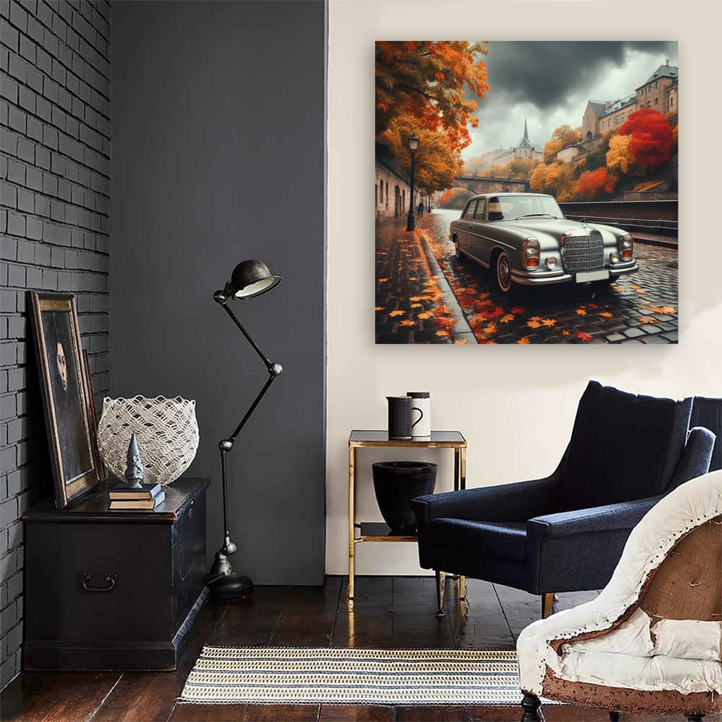 Mercedesbenz Sclass Old Cloudy Weather Wall Art