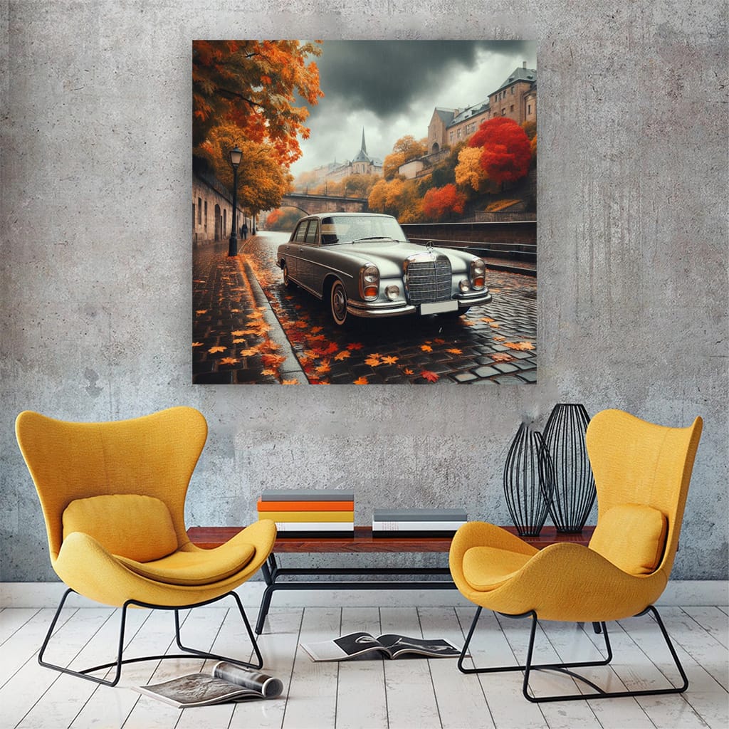 Mercedesbenz Sclass Old Cloudy Weather Wall Art