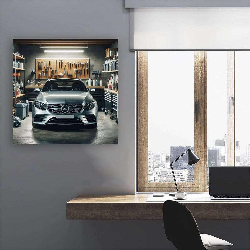 Mercedes E-Class in Garage - Symbol of Elegance and Power