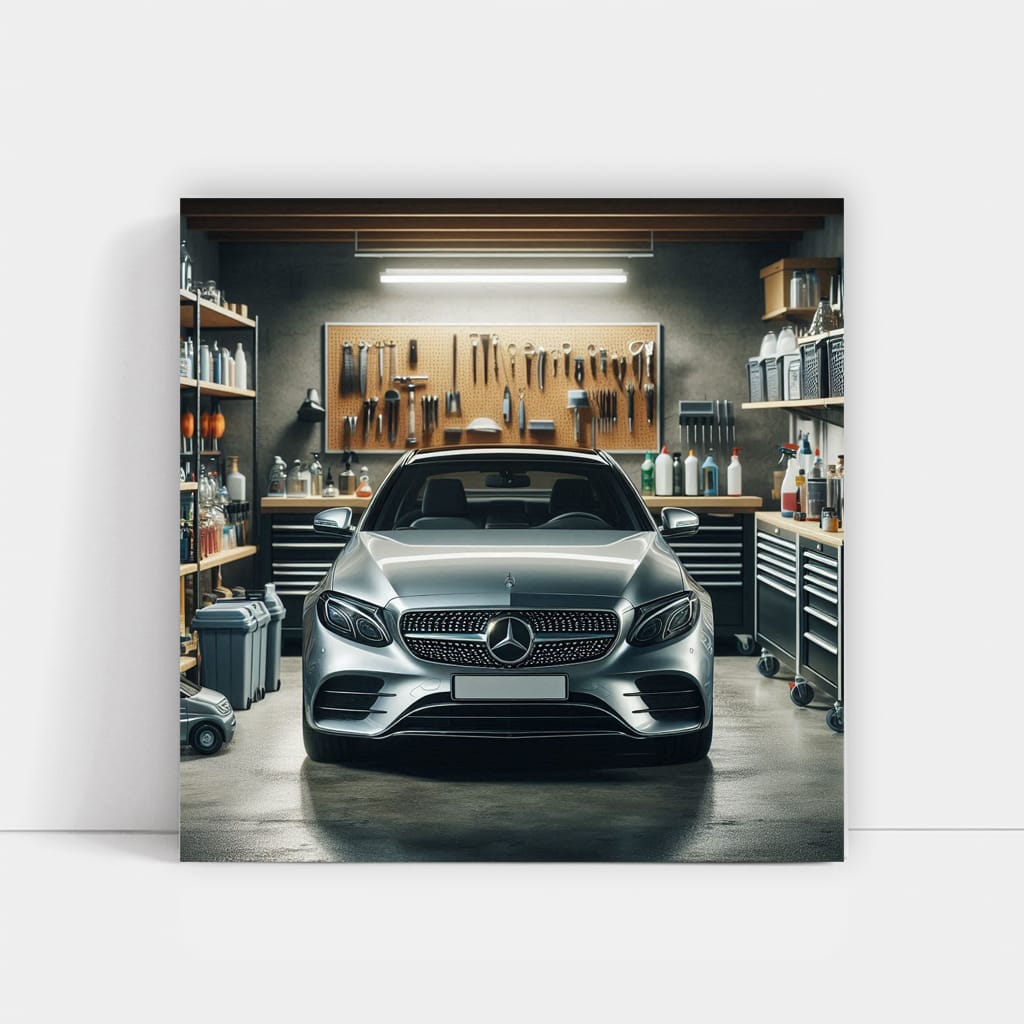 Mercedes E-Class in Garage - Symbol of Elegance and Power