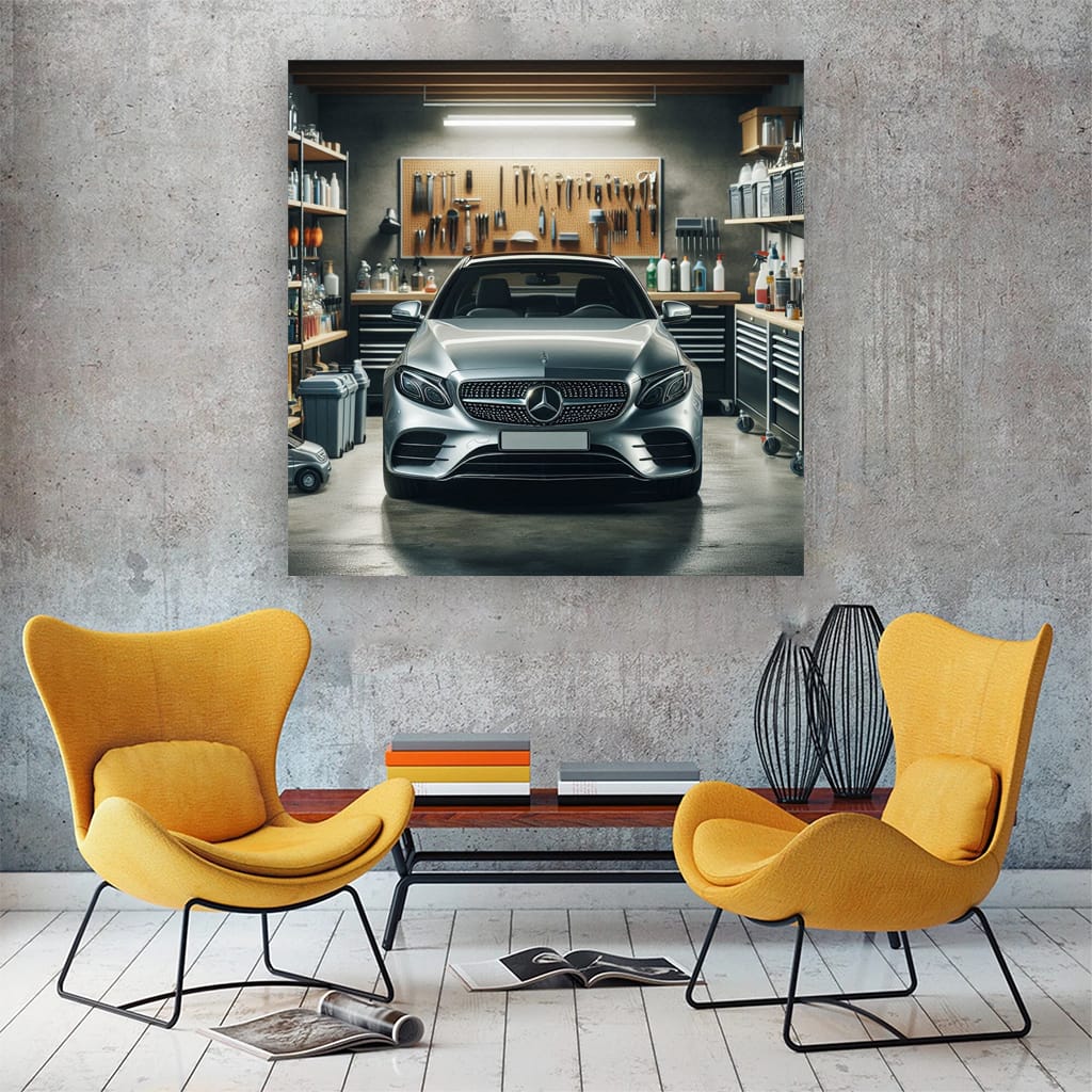 Mercedes E-Class in Garage - Symbol of Elegance and Power