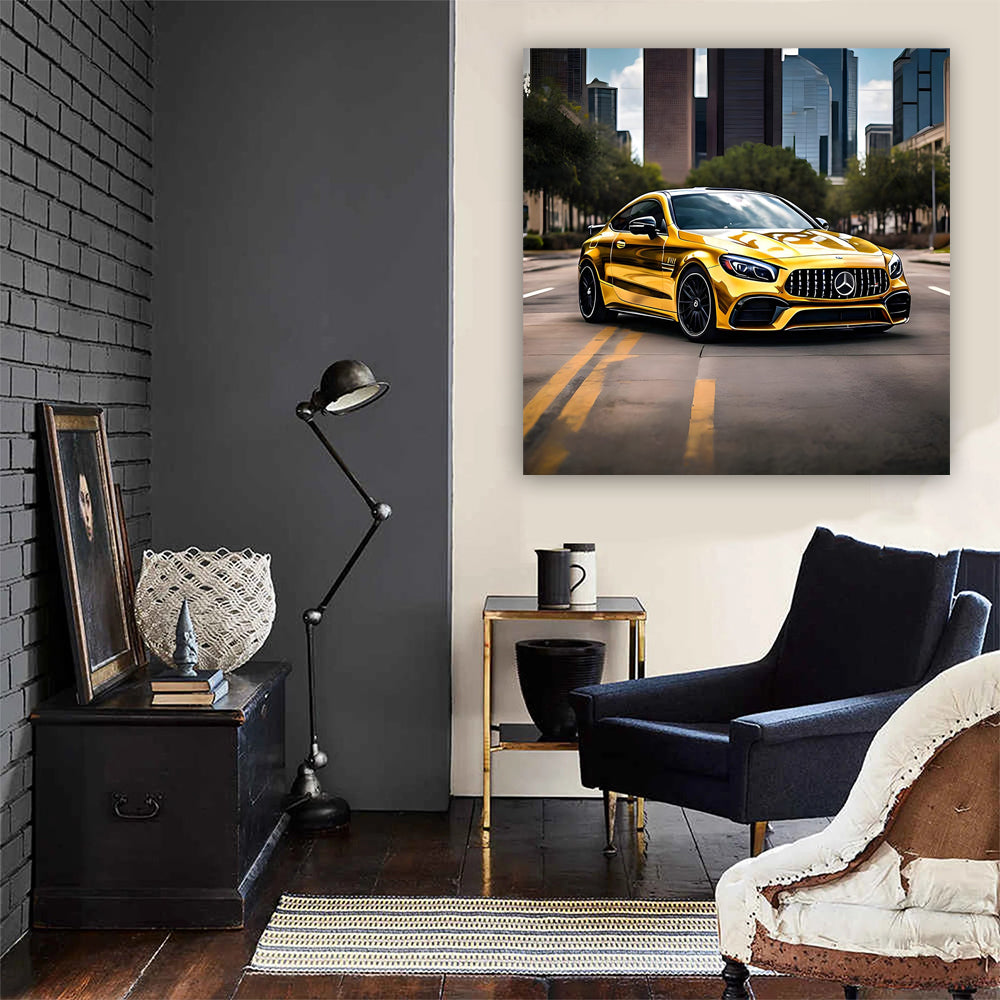Gold Mercedes AMG C63 in Houston TX - Luxury and Power
