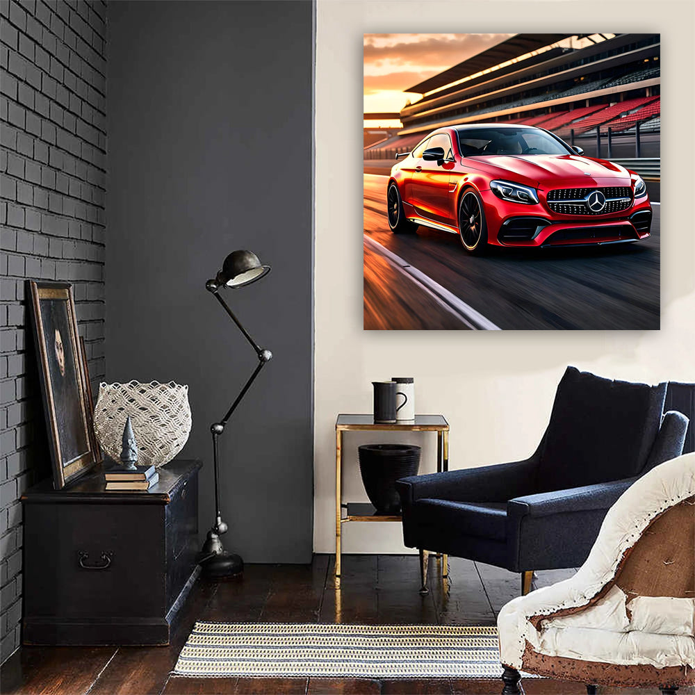 Mercedes AMG C63 in Red on Track - Power and Precision