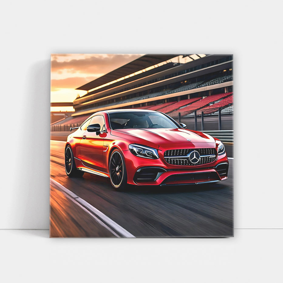 Mercedes AMG C63 in Red on Track - Power and Precision