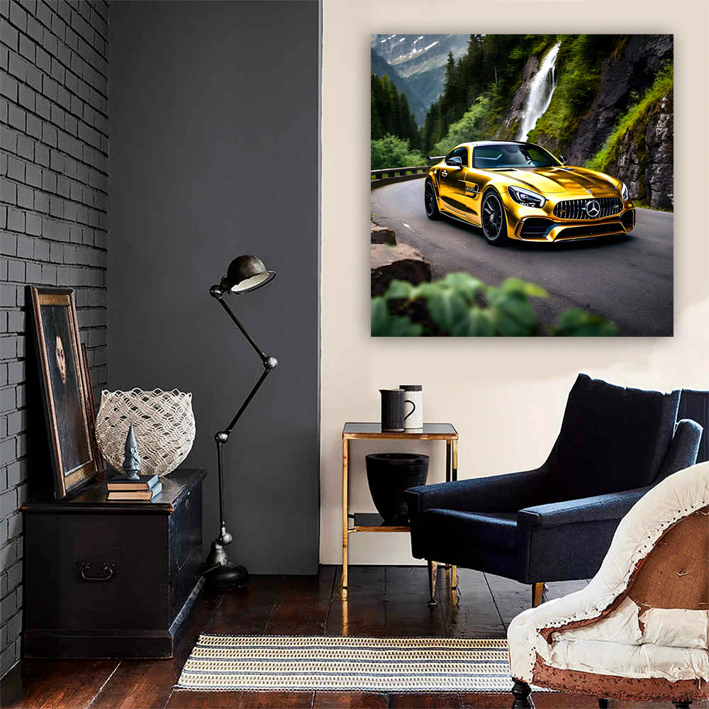 Mercedes AMG GT in Gold at National Park - Pure Elegance