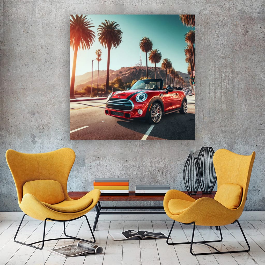 Mini Convertible Los Angel Wall Art