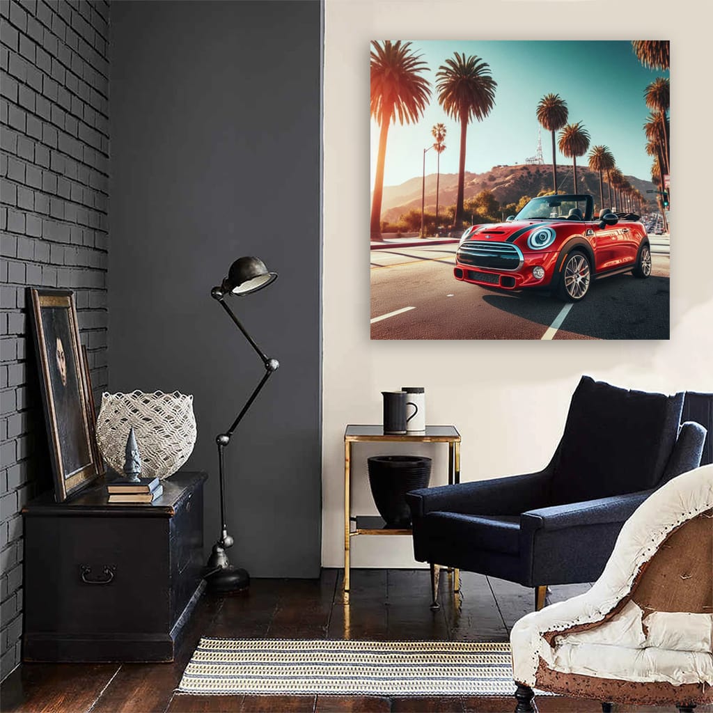 Mini Convertible Los Angel Wall Art