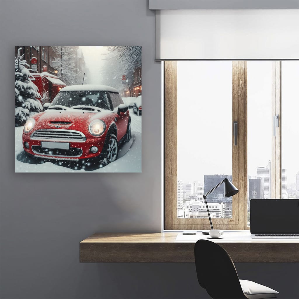 Mini Cooper in Snowfall - Stylish and Iconic Ride
