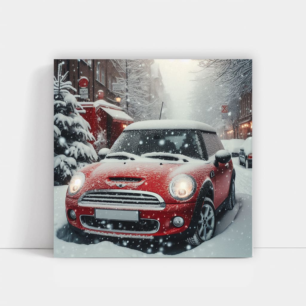 Mini Cooper in Snowfall - Stylish and Iconic Ride