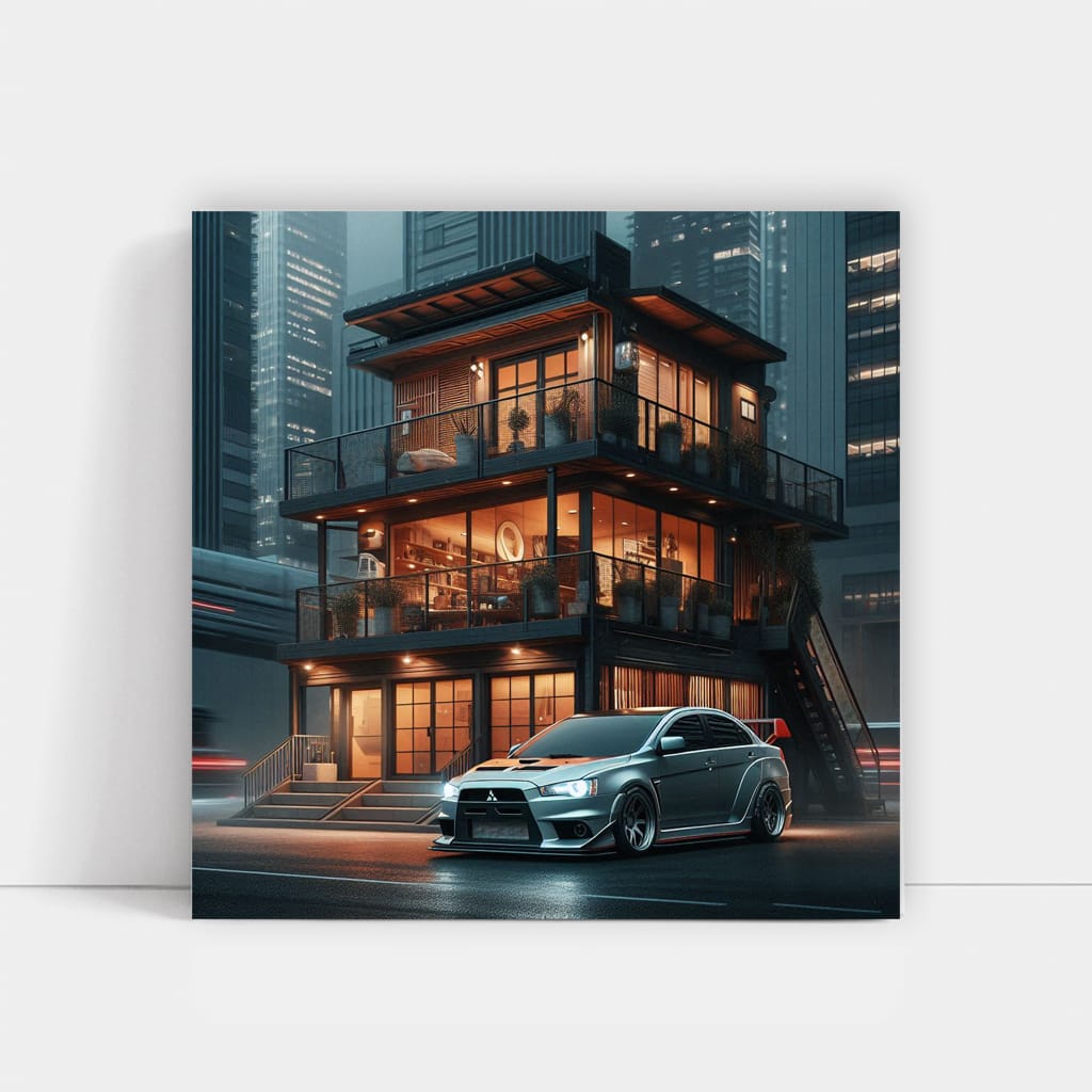 Mitsubishi Lancer Evolution (evo) Buildi Wall Art