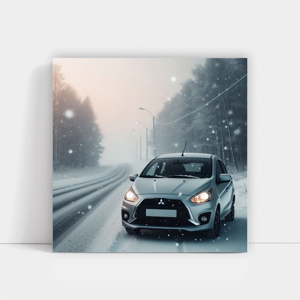 Mitsubishi Mirage in Snowfall - Efficient and Compact Ride