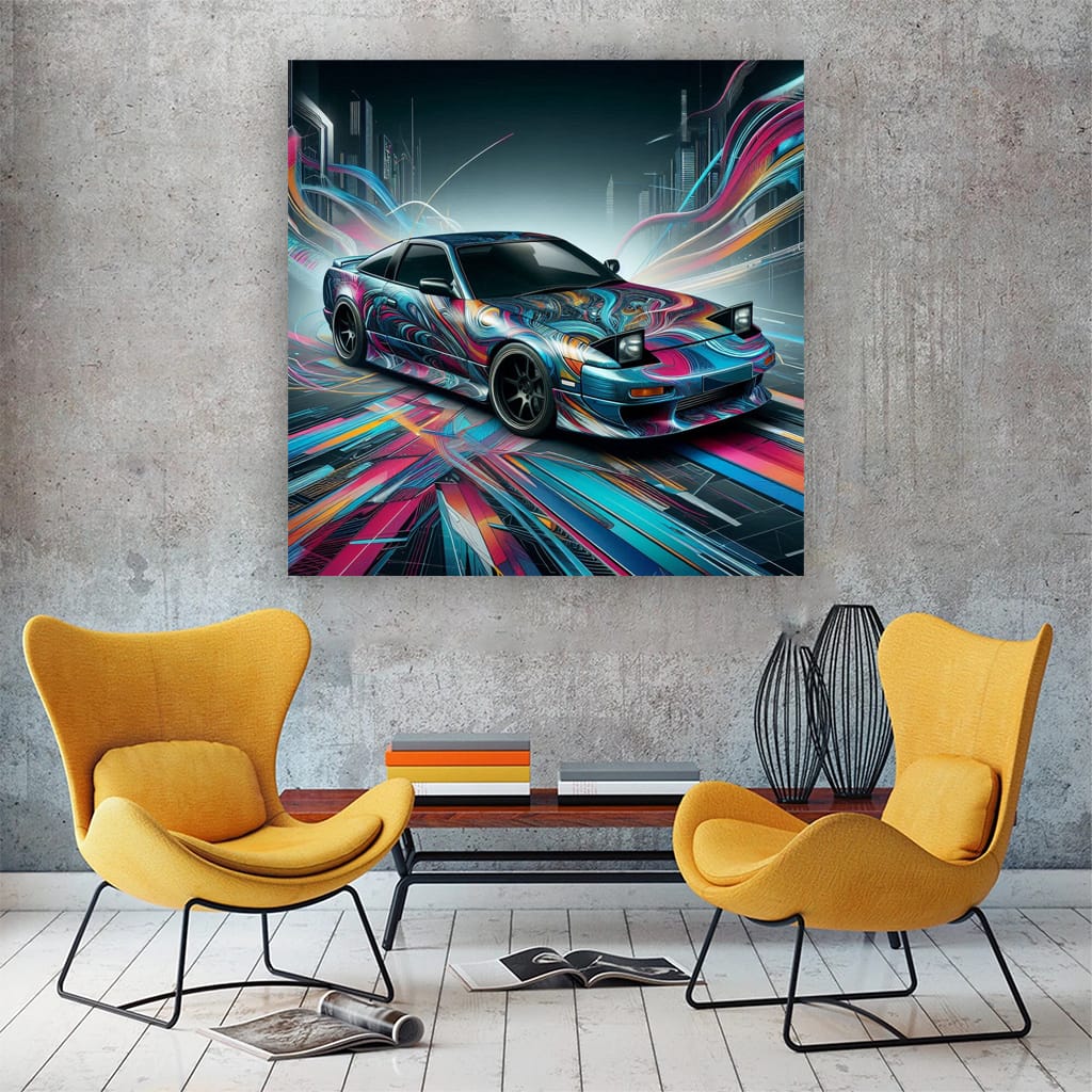 Nissan 240SX Abstract Art - Sleek and Sporty Design