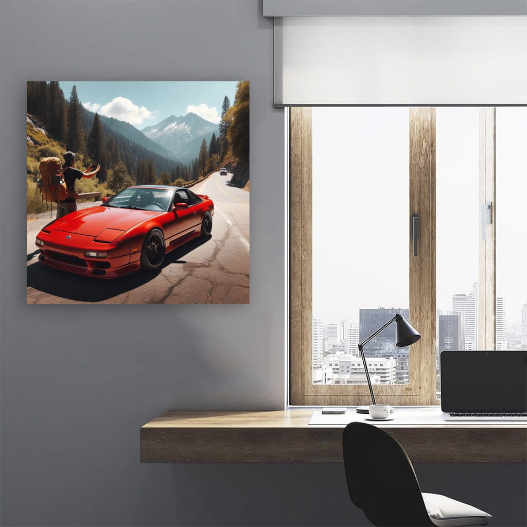 Nissan 240SX in Mountain Scene: Sleek and Adventurous