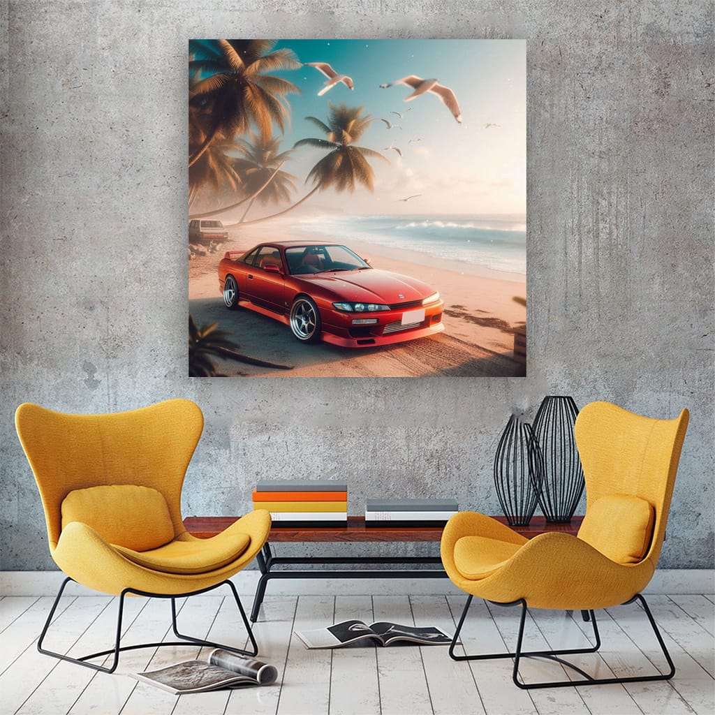 Nissan Silvia S15 On Beac Wall Art