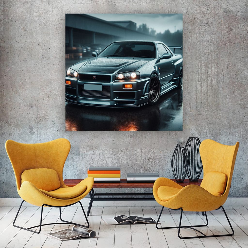 Nissan Skyline Gtr R34 Overcast Weath Wall Art