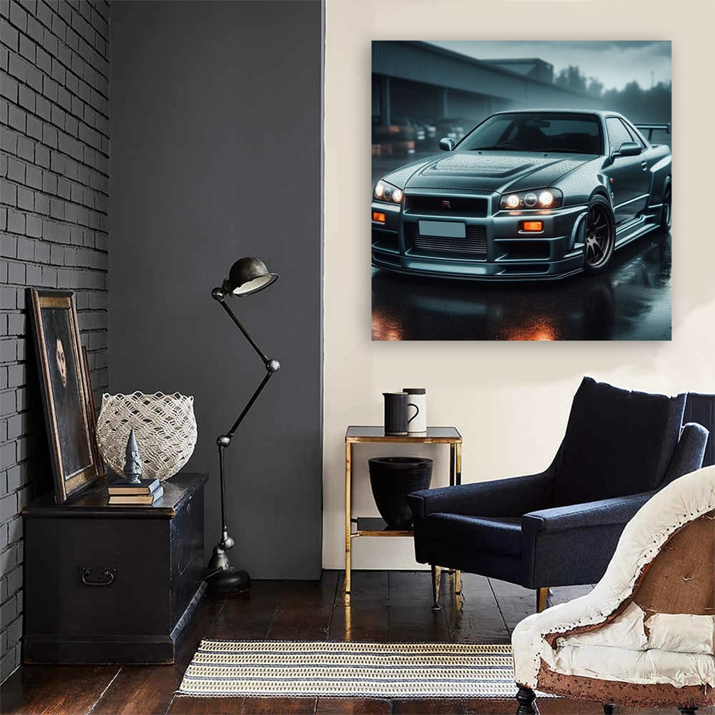 Nissan Skyline Gtr R34 Overcast Weath Wall Art