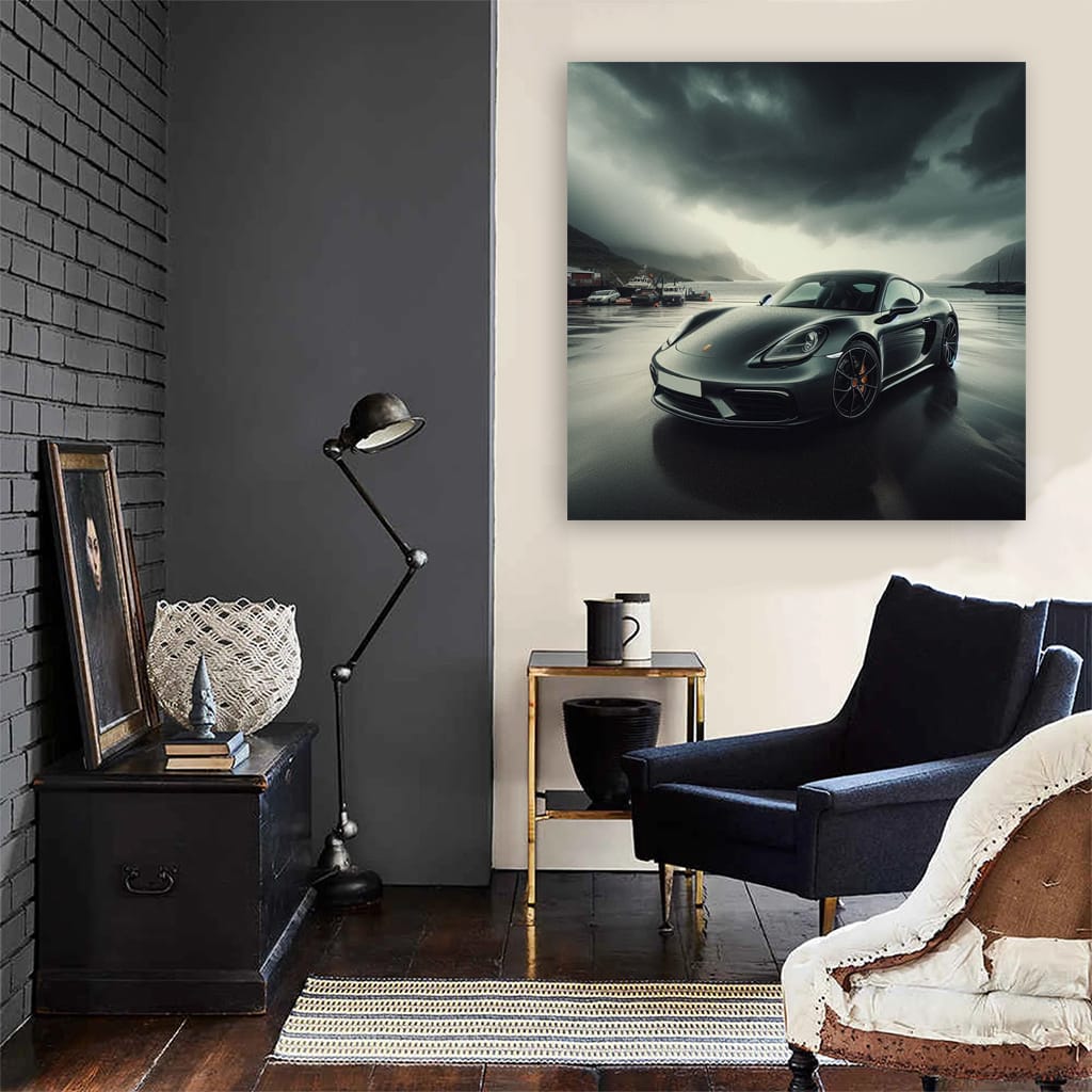 Porsche 718 Cayman Overcast Weath Wall Art