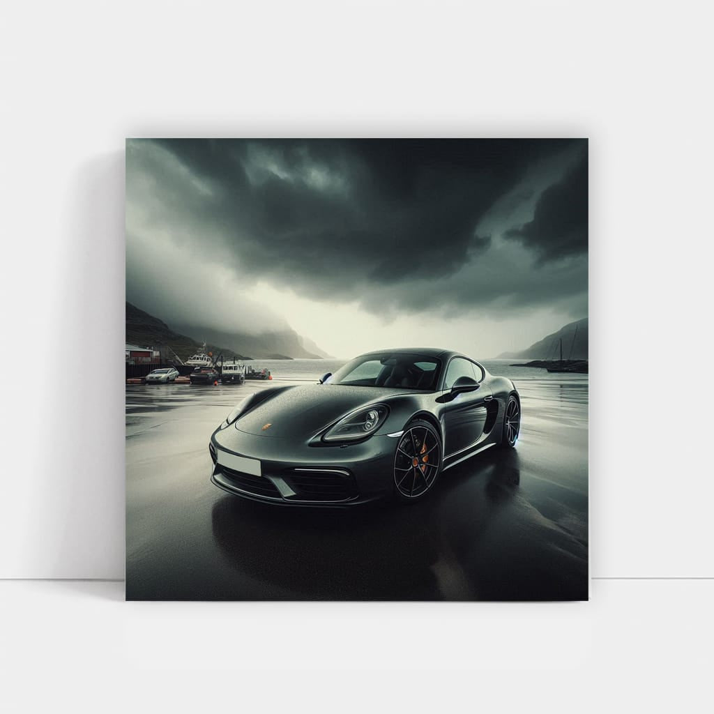 Porsche 718 Cayman Overcast Weath Wall Art