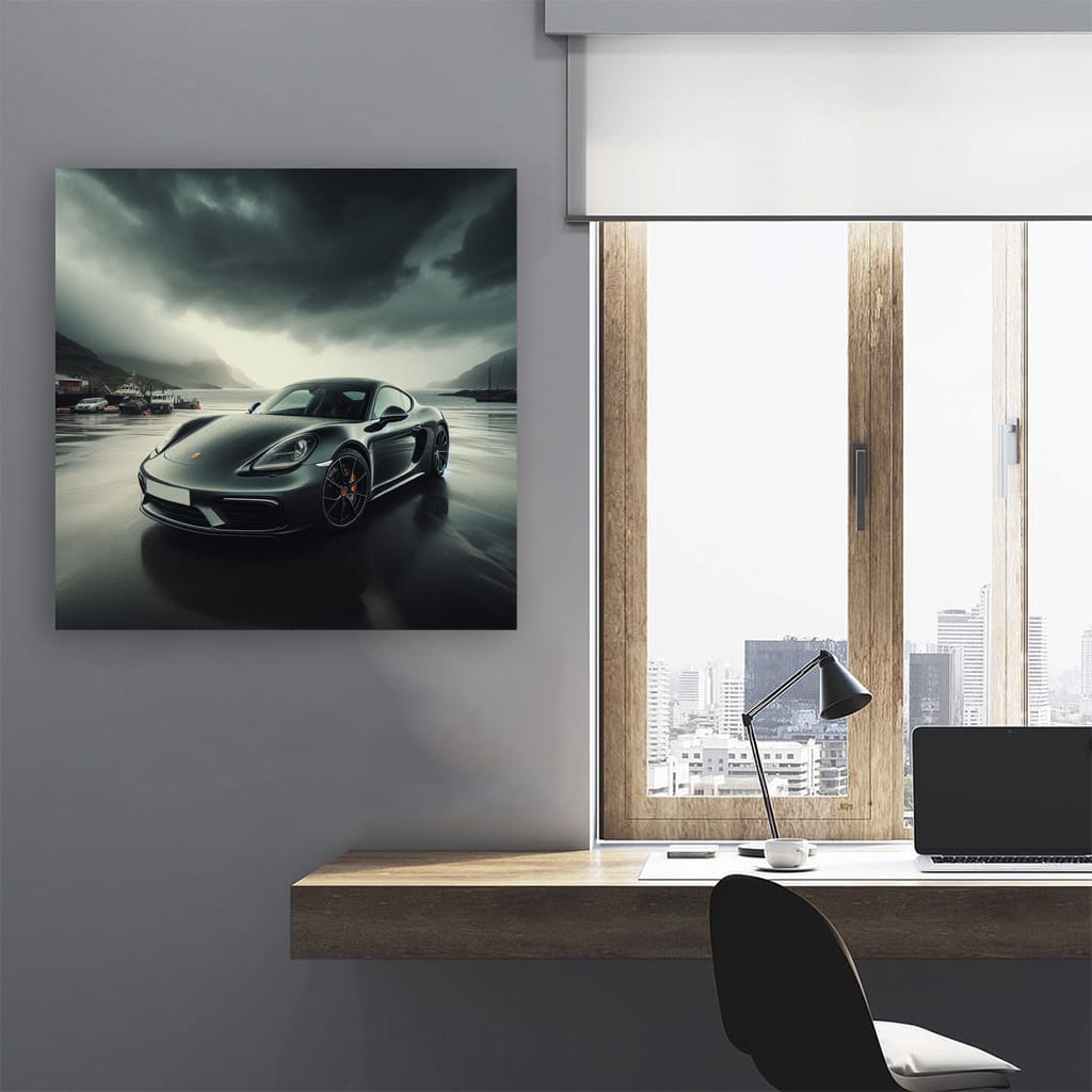 Porsche 718 Cayman Overcast Weath Wall Art