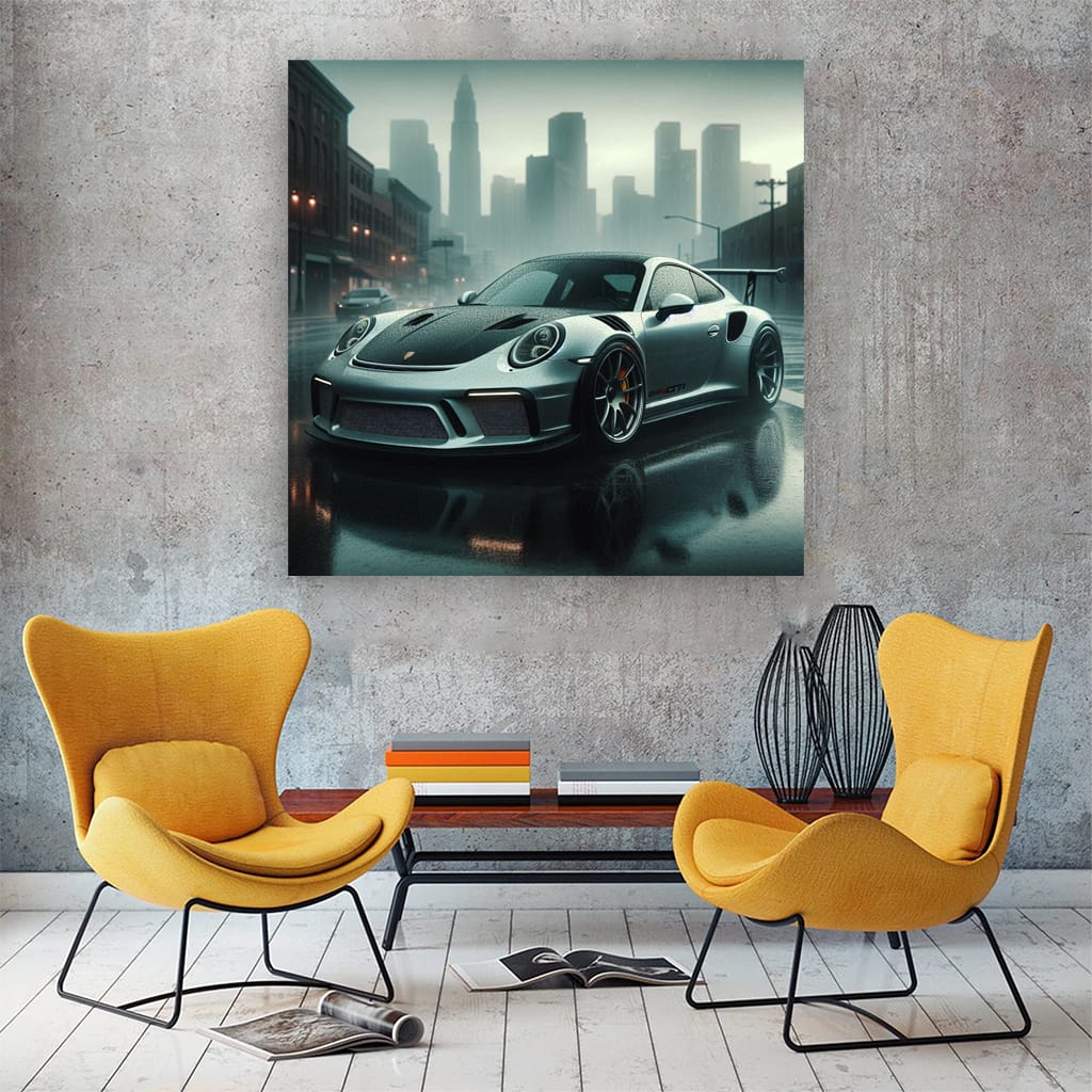 Porsche 911 Gt3 Rainy Weath Wall Art