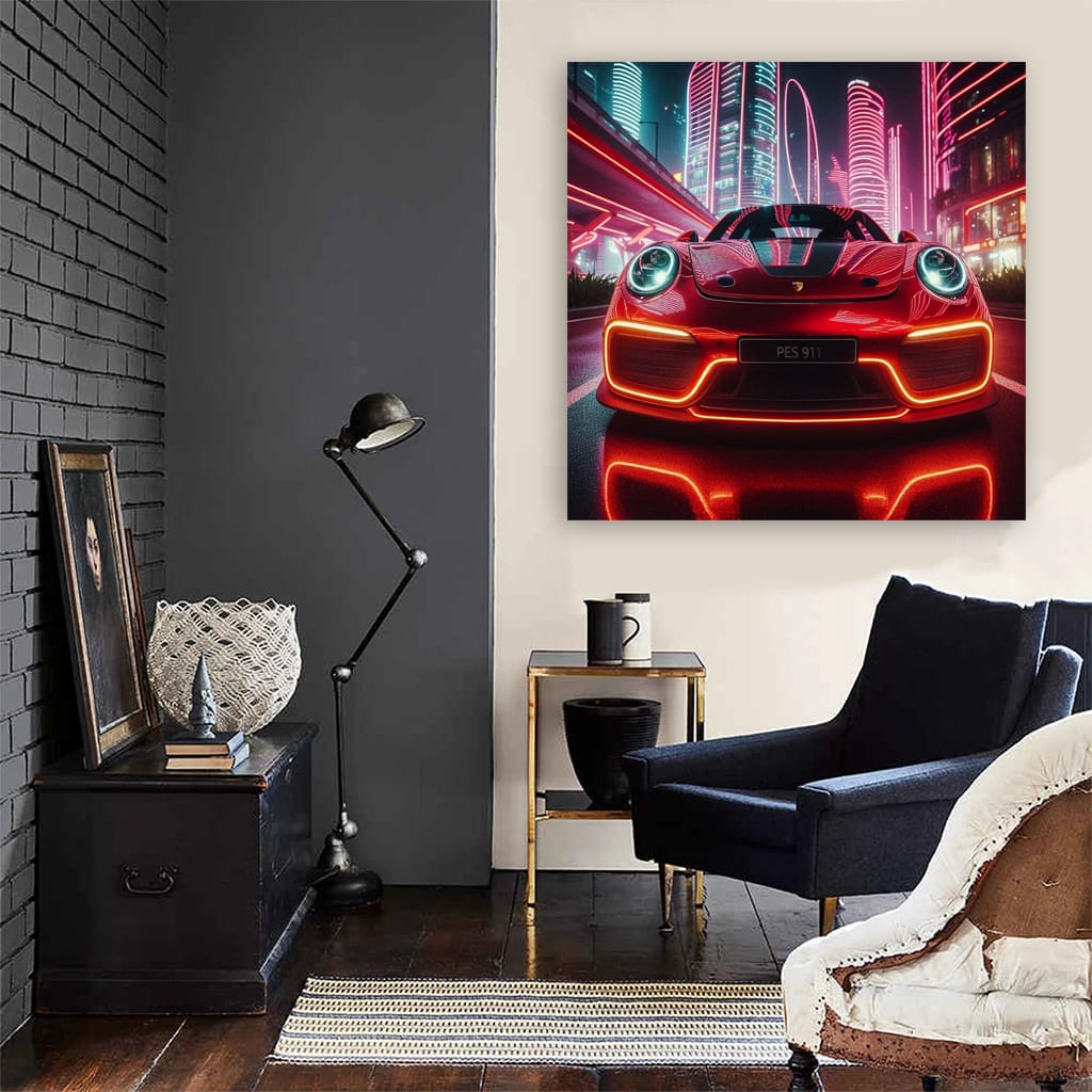 Porsche 911 Neon Wall Art