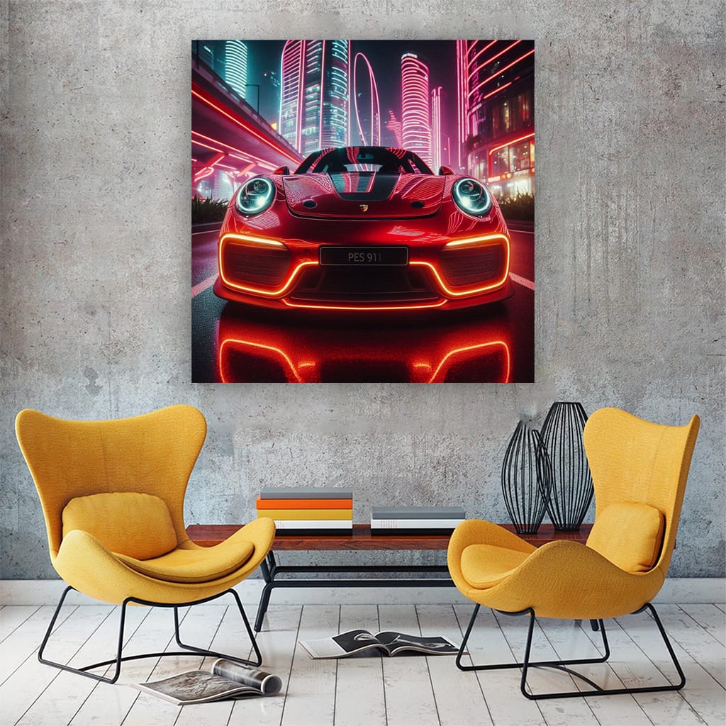 Porsche 911 Neon Wall Art