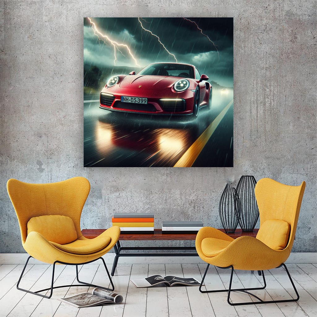 Porsche 911 in Thunderstorm: Power and Precision
