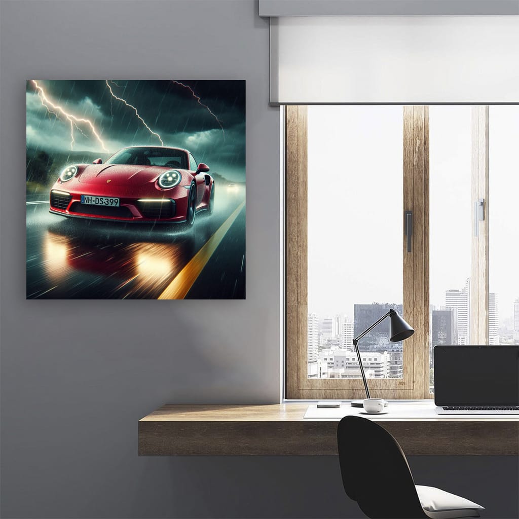 Porsche 911 in Thunderstorm: Power and Precision