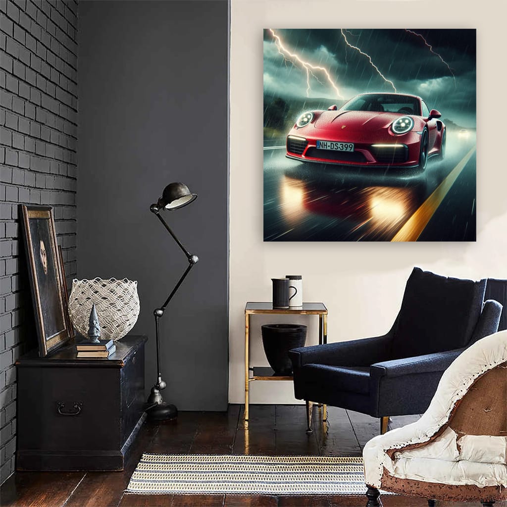 Porsche 911 in Thunderstorm: Power and Precision