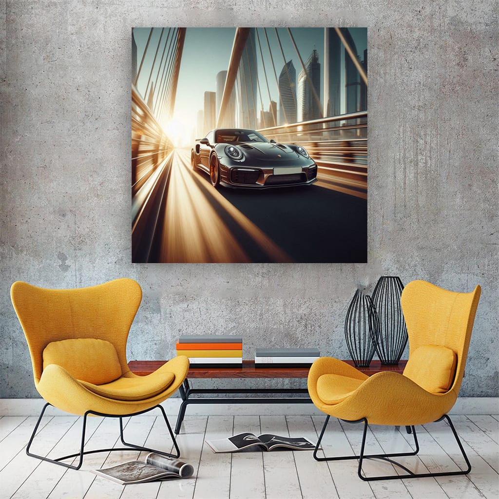 Porsche 911 Turbo S on Bridge - Speed Meets Elegance