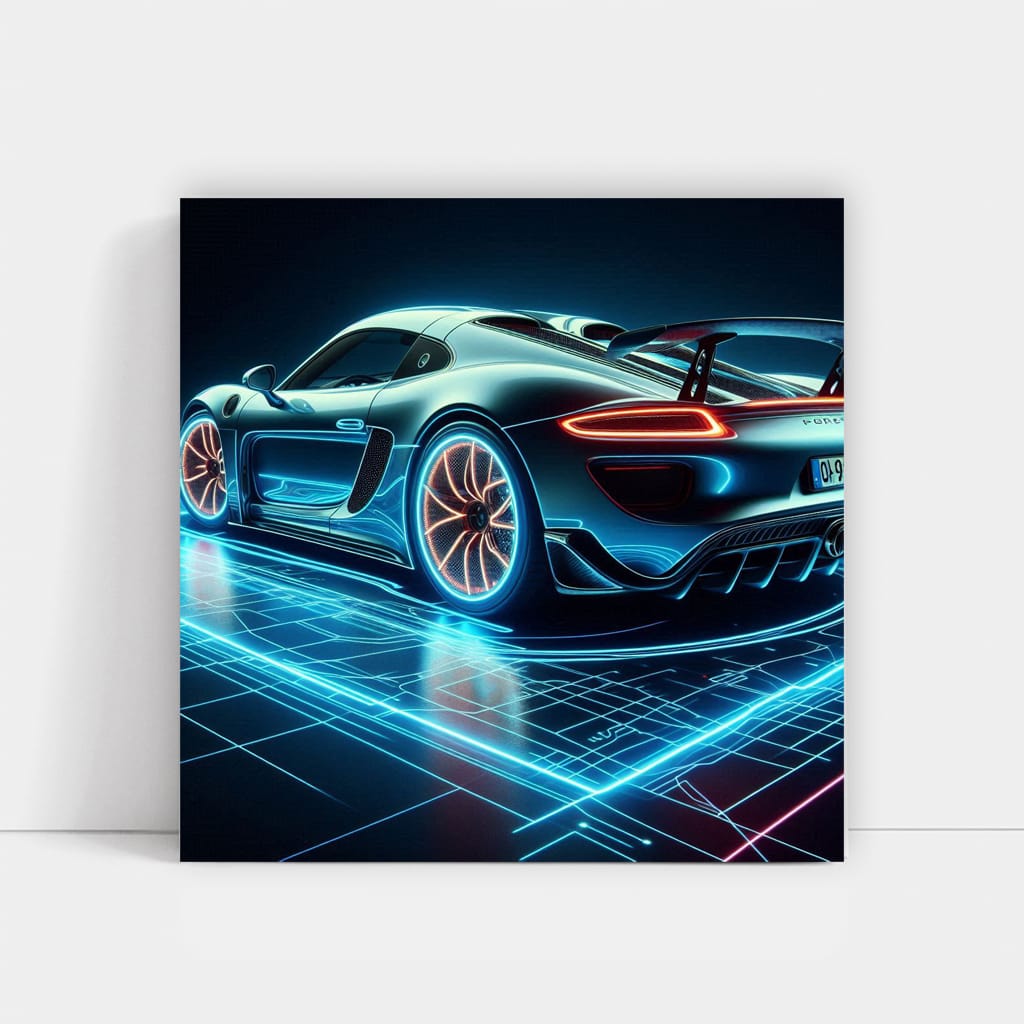 Porsche 918 Spyder Neon Wall Art