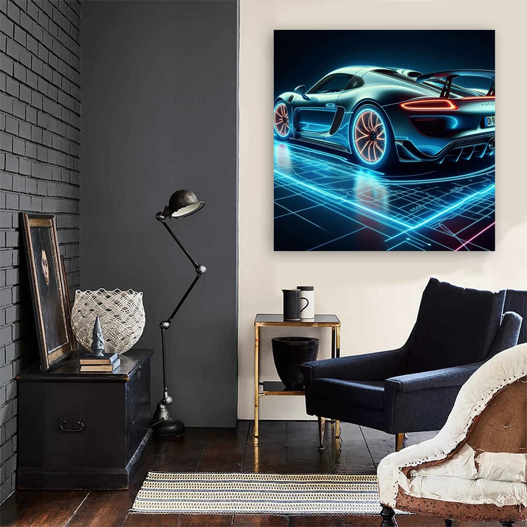 Porsche 918 Spyder Neon Wall Art