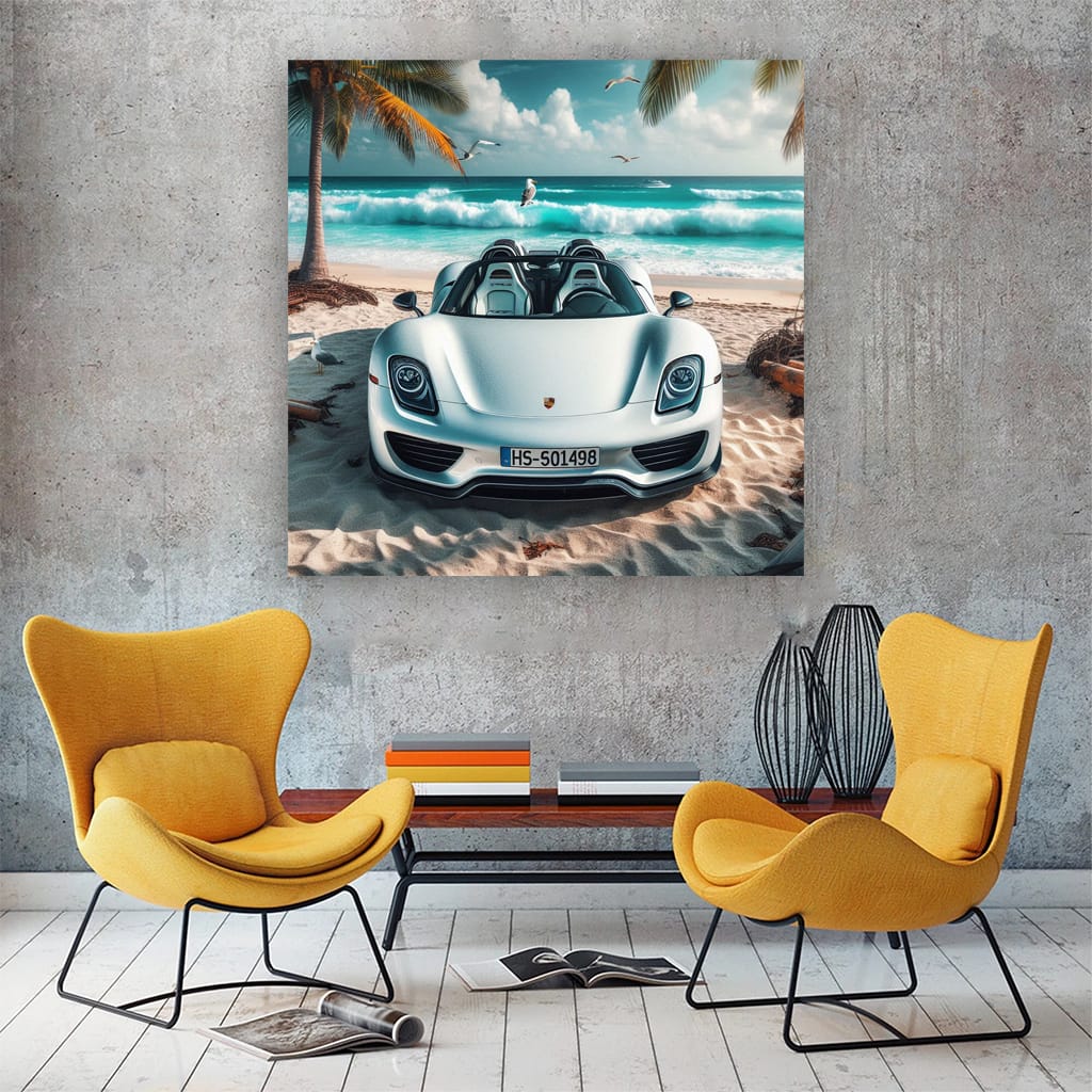 Porsche 918 Spyder On Bea Wall Art